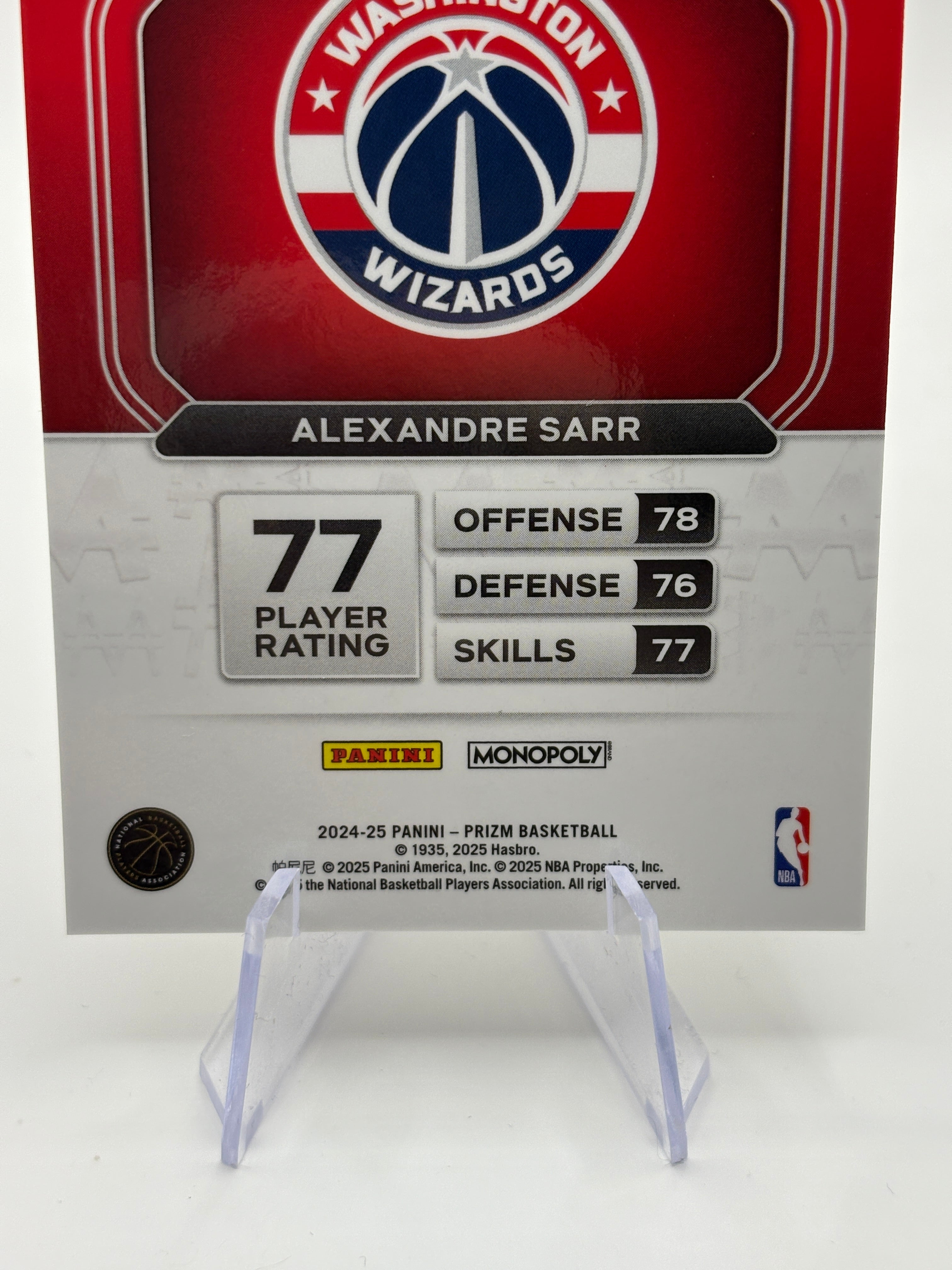 2024-25 Panini Prizm Monopoly Alexandre Sarr Rookie White Money Case Hit SP MINT FRENLY BRICKS - Open 7 Days